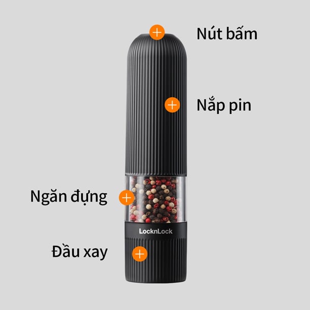 Máy xay muối và tiêu LocknLock một chạm 2 màu (Trắng, Đen) - CKO118, , large image number 6